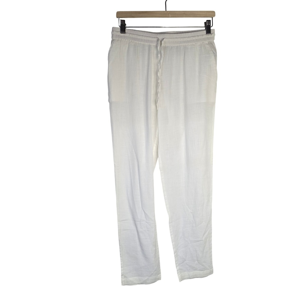 J. Crew Beach Pants Women S White 100% Cotton Gauze Coastal Summer